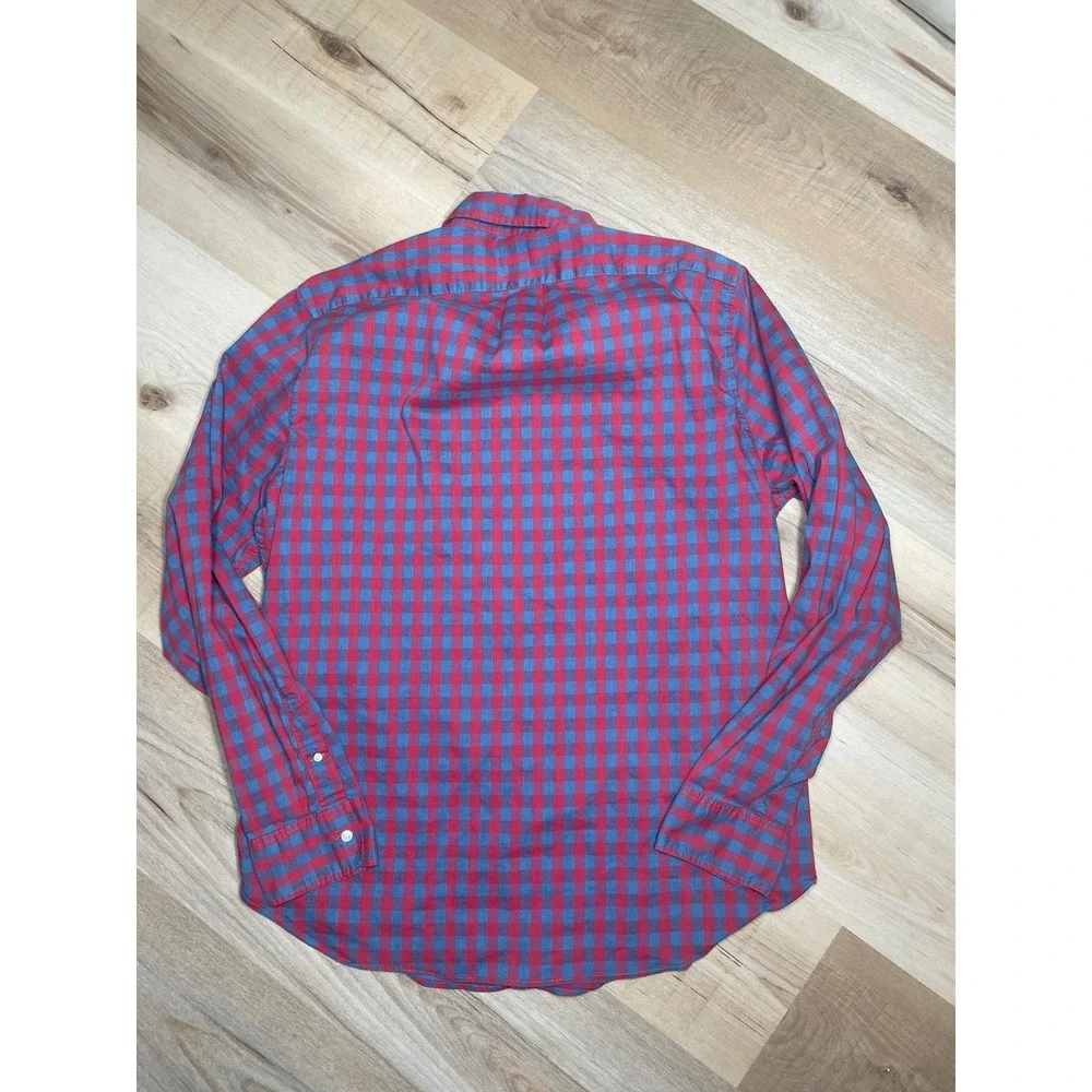 J.Crew Performance Stretch Gingham Shirt Mens‎ Large Classic Fit Red Blue Check